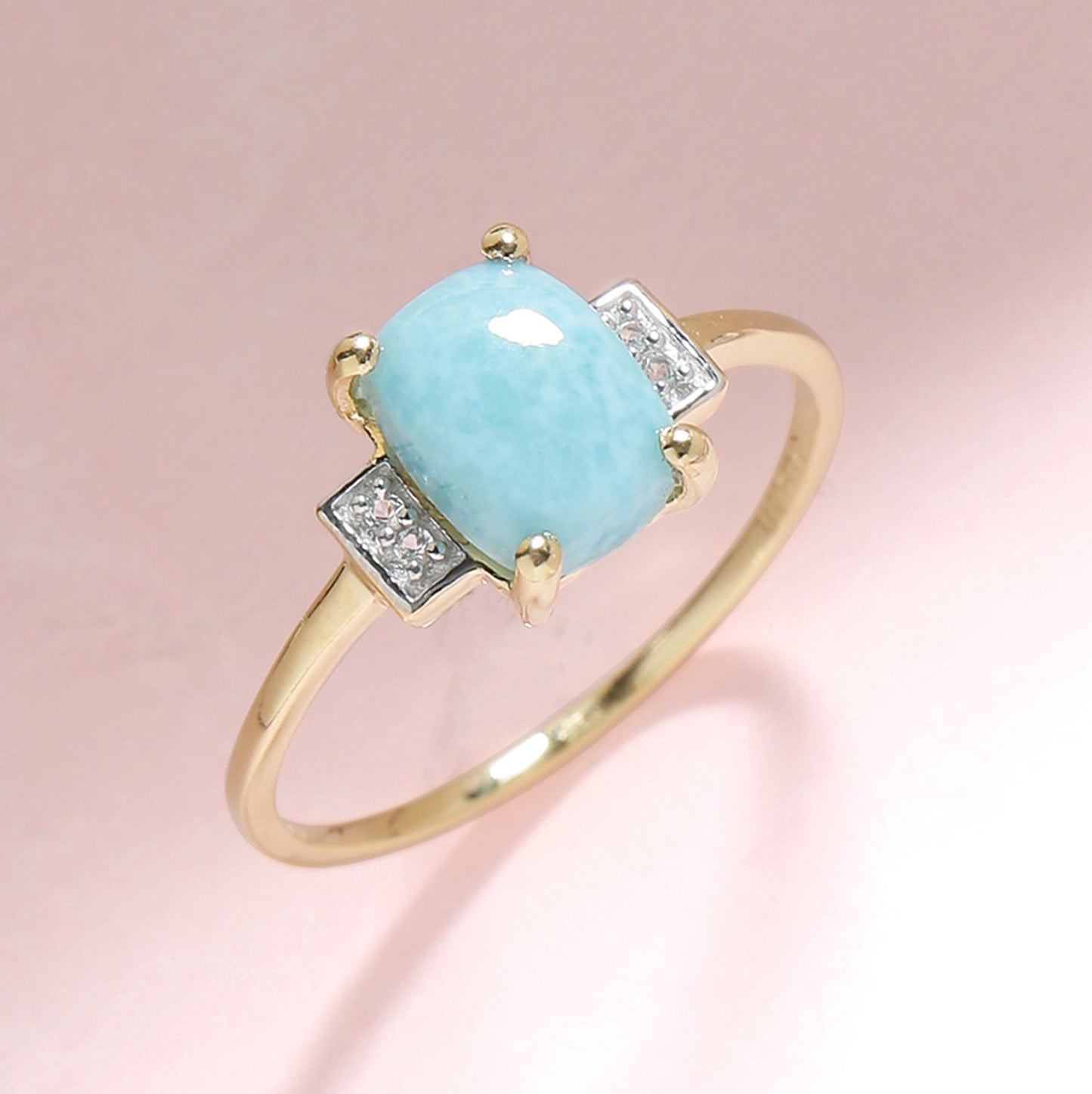 Tiramisu 1.42 Ct Larimar White Topaz Solid 10k Yellow Gold Ring Jewelry tiramisu