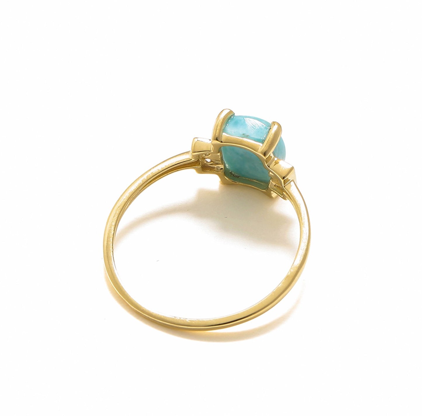 Tiramisu 1.42 Ct Larimar White Topaz Solid 10k Yellow Gold Ring Jewelry tiramisu
