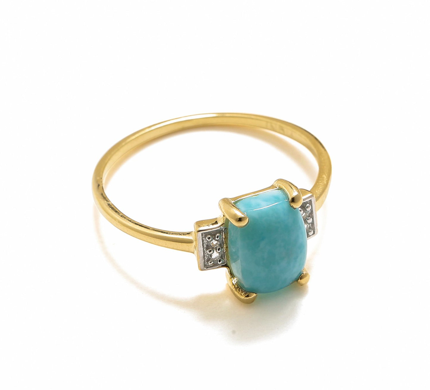 Tiramisu 1.42 Ct Larimar White Topaz Solid 10k Yellow Gold Ring Jewelry tiramisu