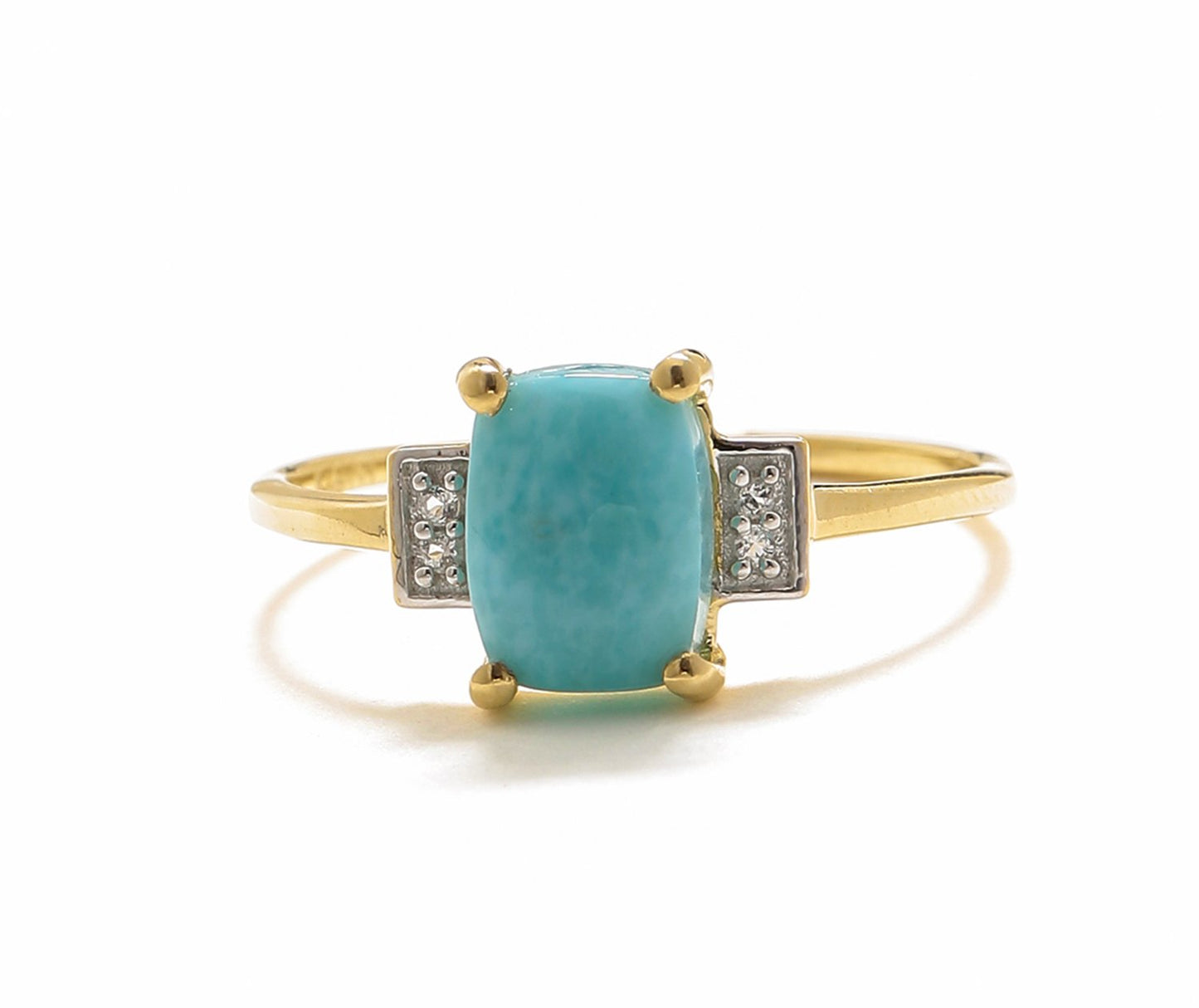 Tiramisu 1.42 Ct Larimar White Topaz Solid 10k Yellow Gold Ring Jewelry tiramisu