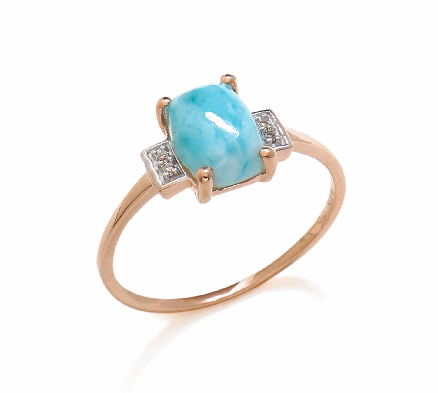 Tiramisu 1.42 Ct Larimar White Topaz Solid 10k Rose Gold Ring Jewelry tiramisu