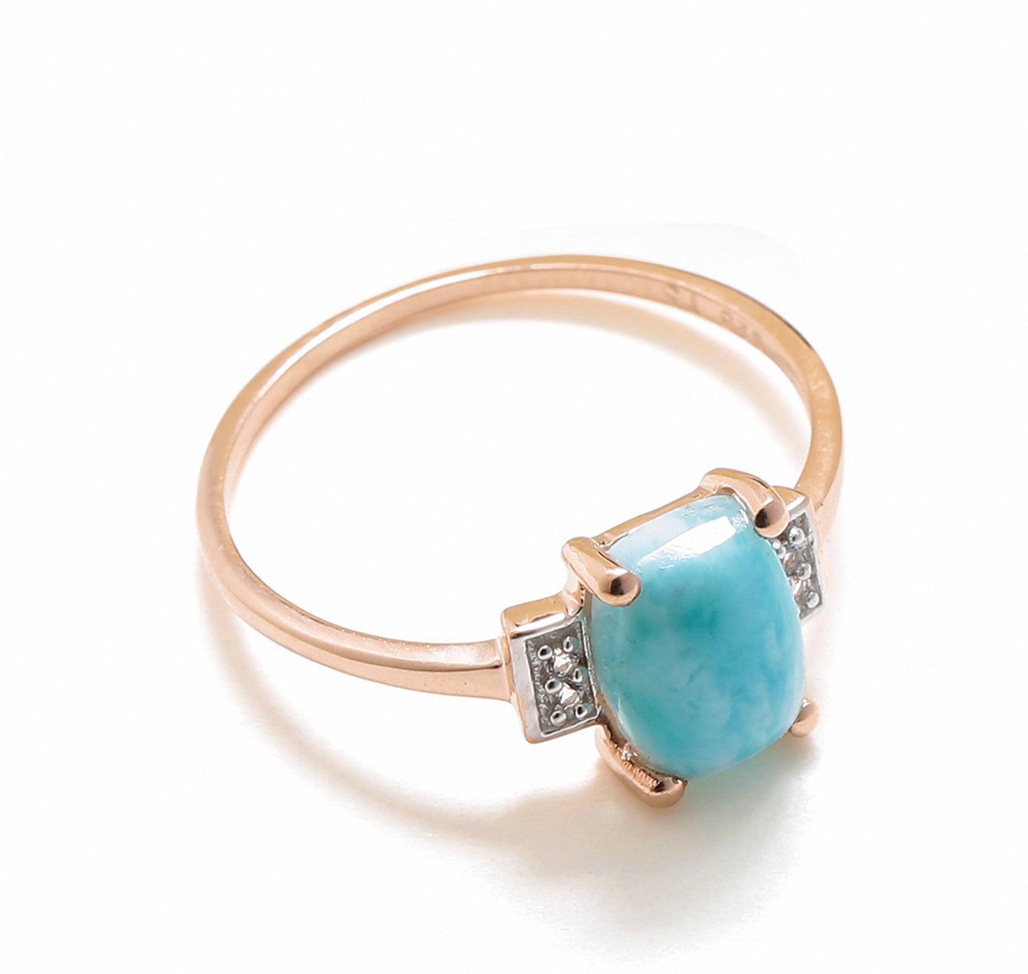 Tiramisu 1.42 Ct Larimar White Topaz Solid 10k Rose Gold Ring Jewelry tiramisu