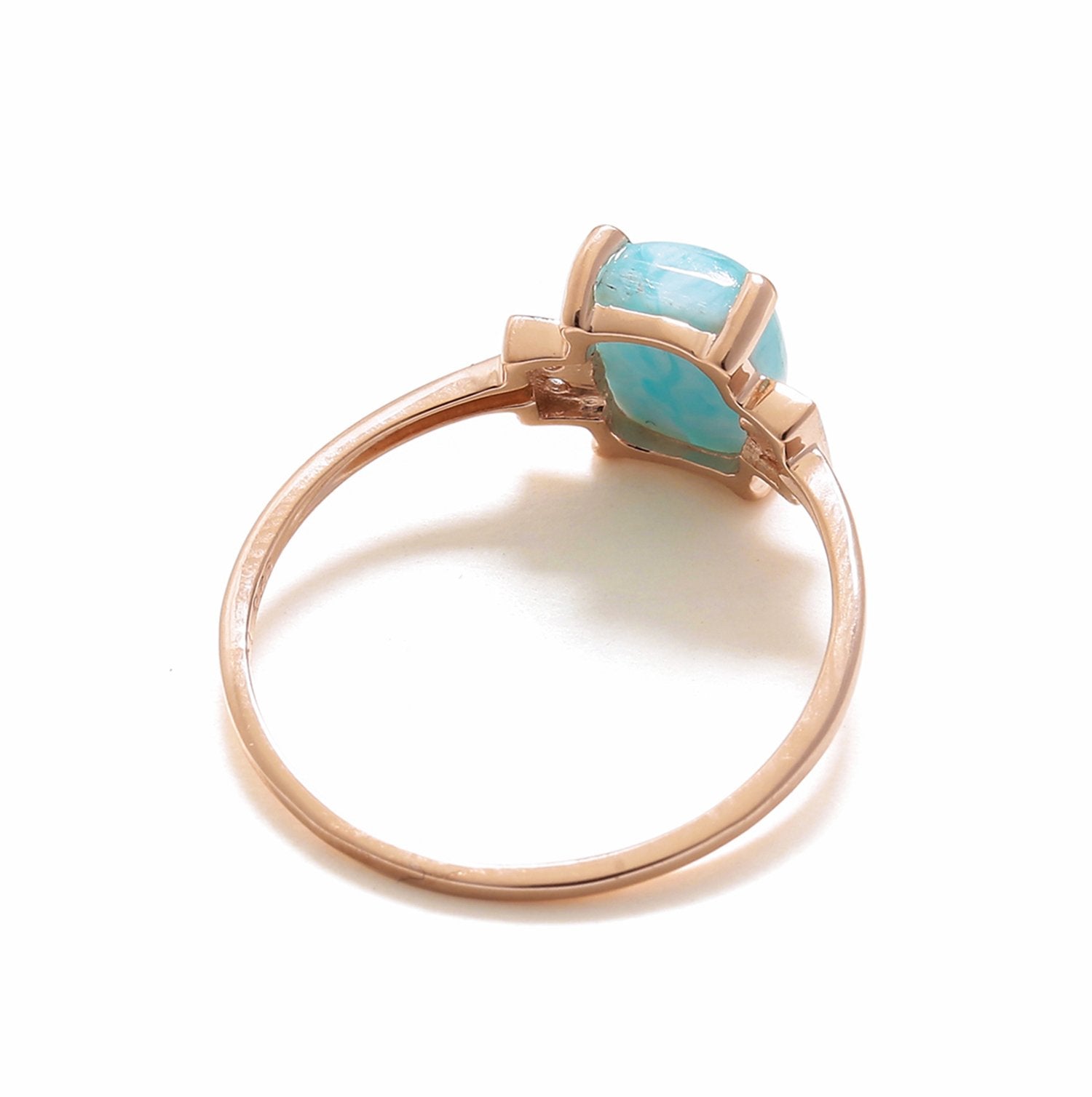 Tiramisu 1.42 Ct Larimar White Topaz Solid 10k Rose Gold Ring Jewelry tiramisu