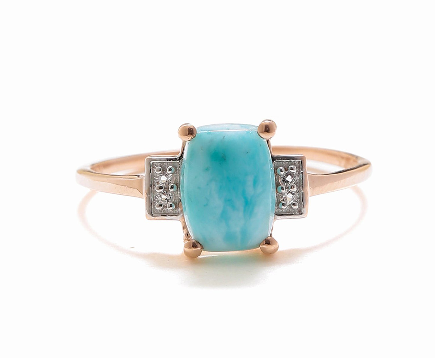 Tiramisu 1.42 Ct Larimar White Topaz Solid 10k Rose Gold Ring Jewelry tiramisu