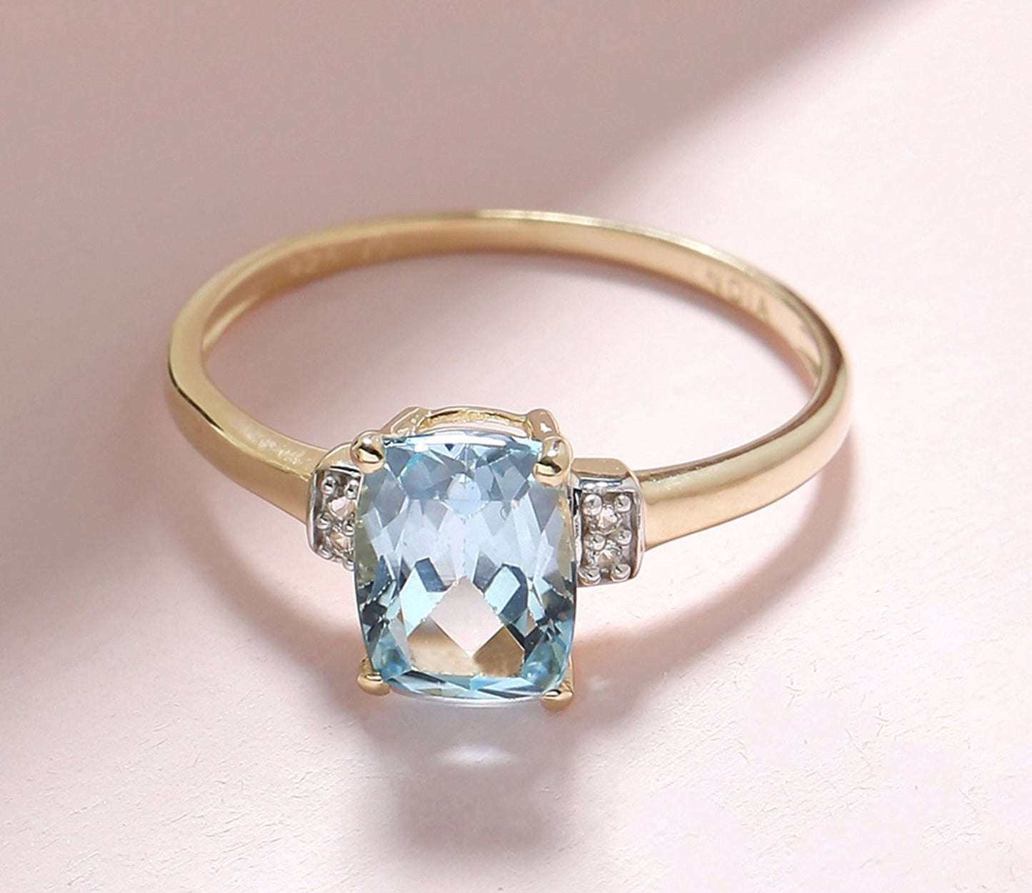 Tiramisu 1.52 ct Sky Blue Topaz Solid 10k Yellow Gold Ring tiramisu