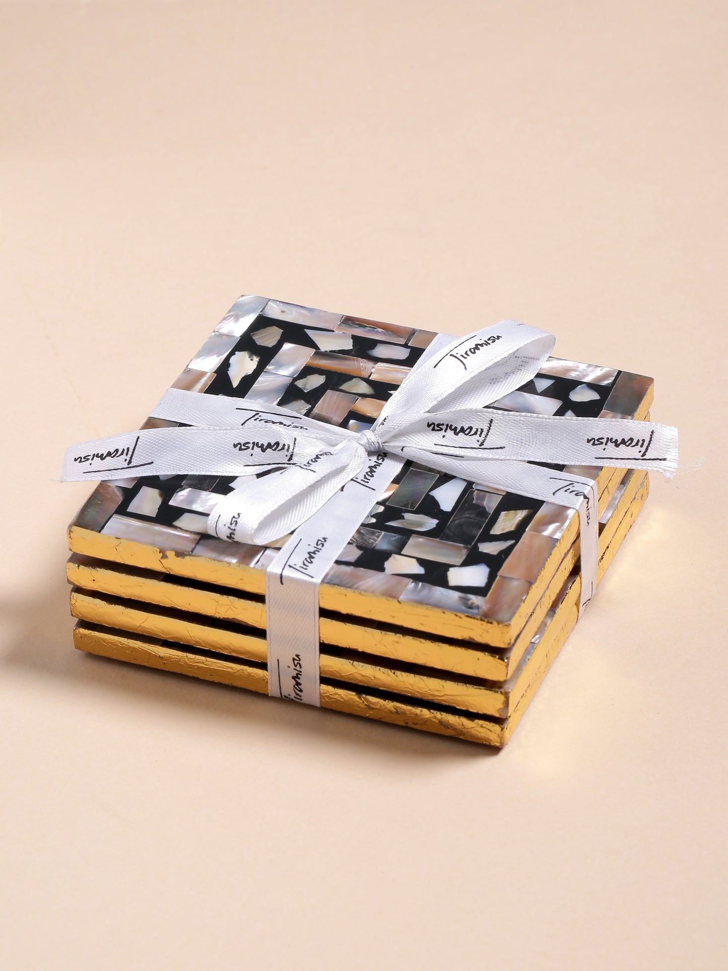 Tiramisu Set of 4 Mother of Pearl Coasters tiramisuusa