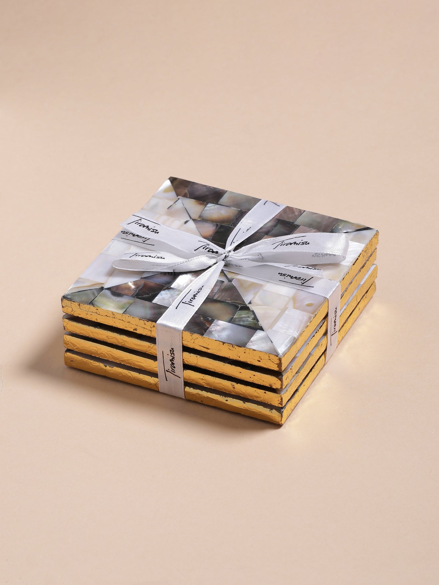 Tiramisu Set of 4 Mother of Pearl Coasters tiramisuusa
