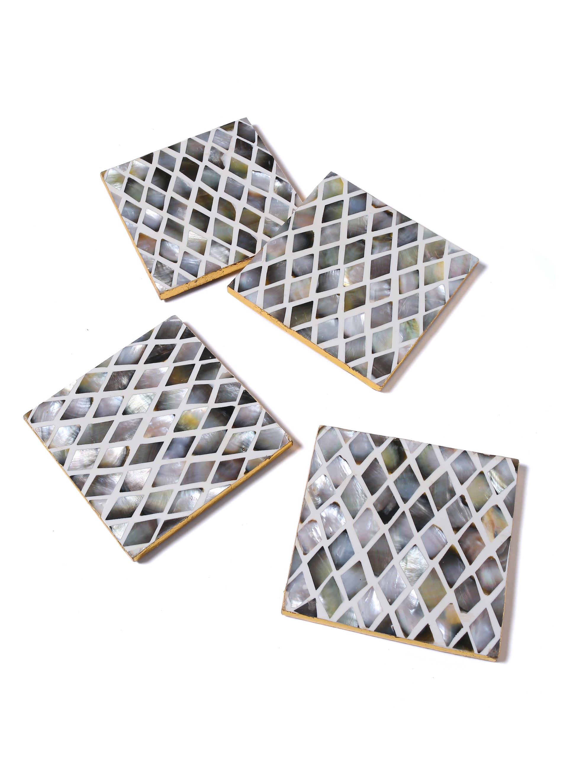 Tiramisu Set of 4 Mother of Pearl Coasters- Diamond Pattern tiramisuusa