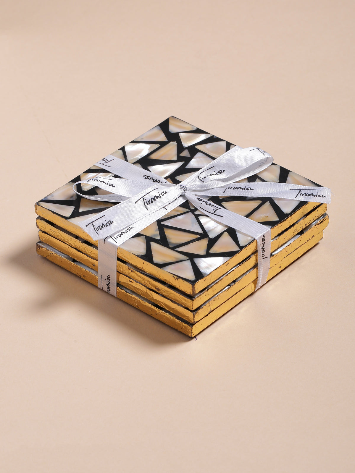 Tiramisu Set of 4 Mother of Pearl Coasters- Mosaic Pattern tiramisuusa