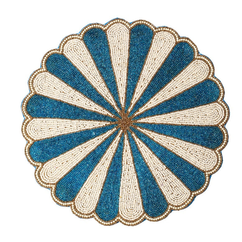 Blue Scalloped Beaded Placemat tiramisuusa