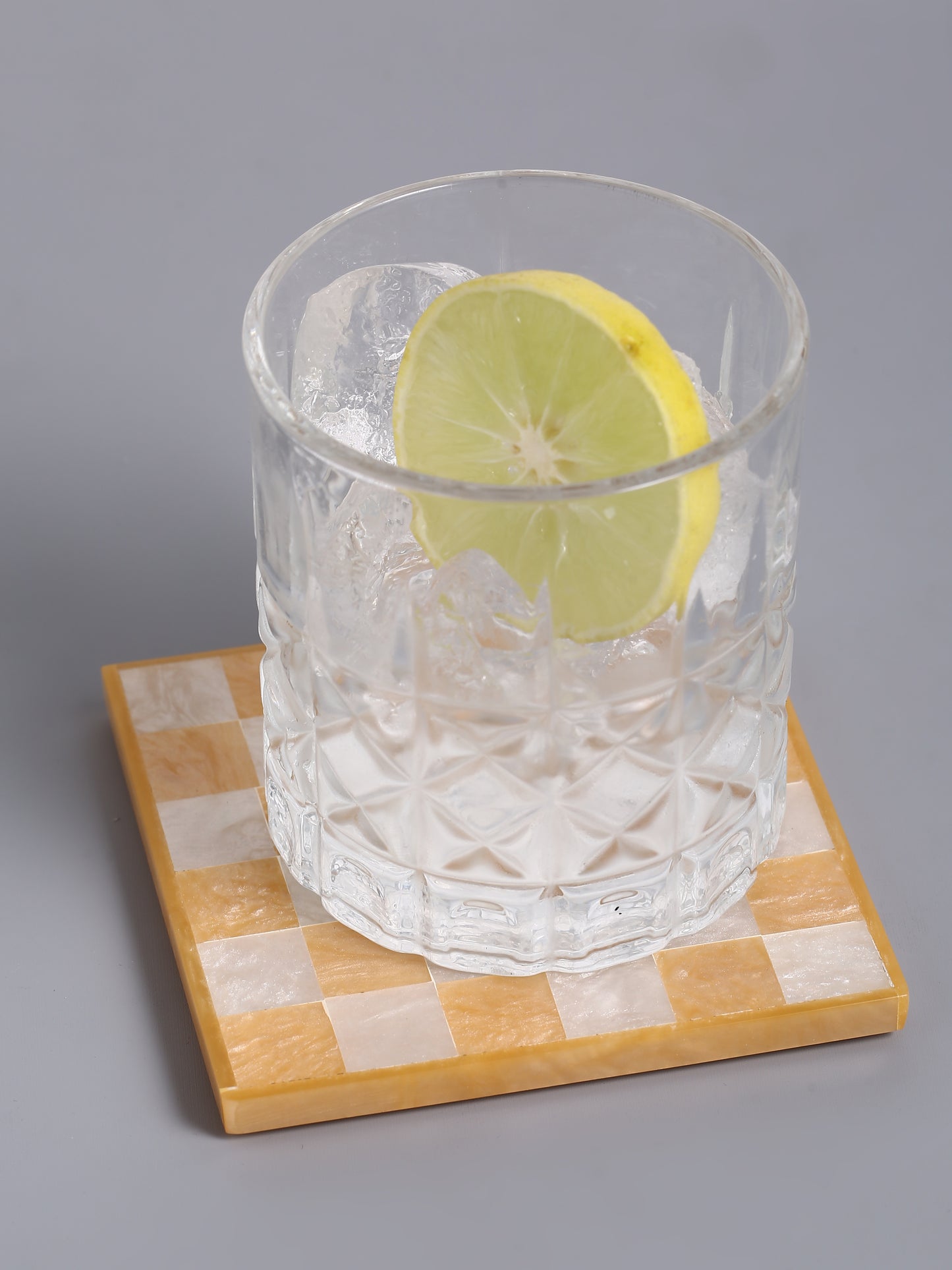 Orange Chequered Resin Coaster Set of 4