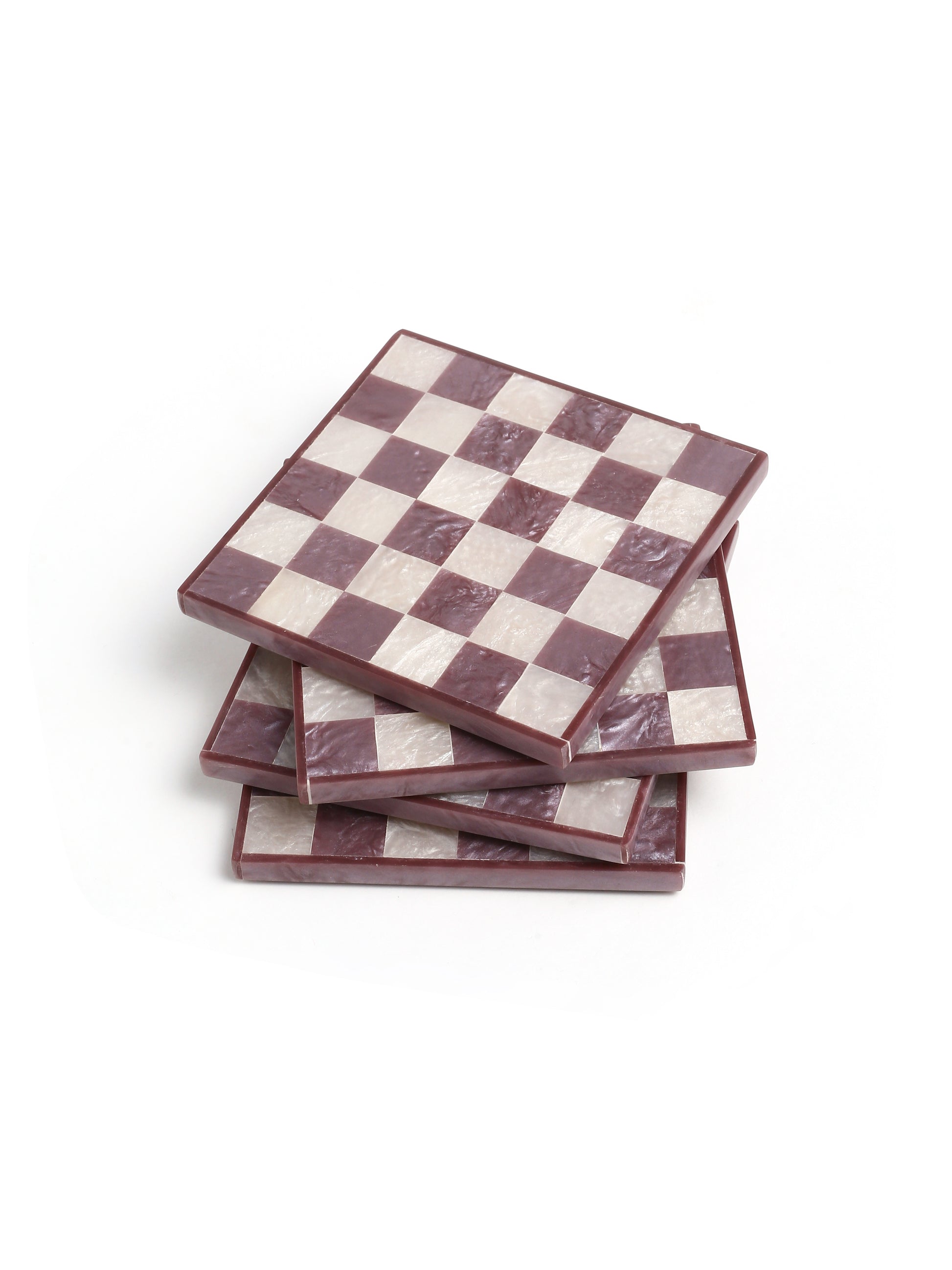 Wine Chequered Resin Coaster Set of 4 tiramisuusa
