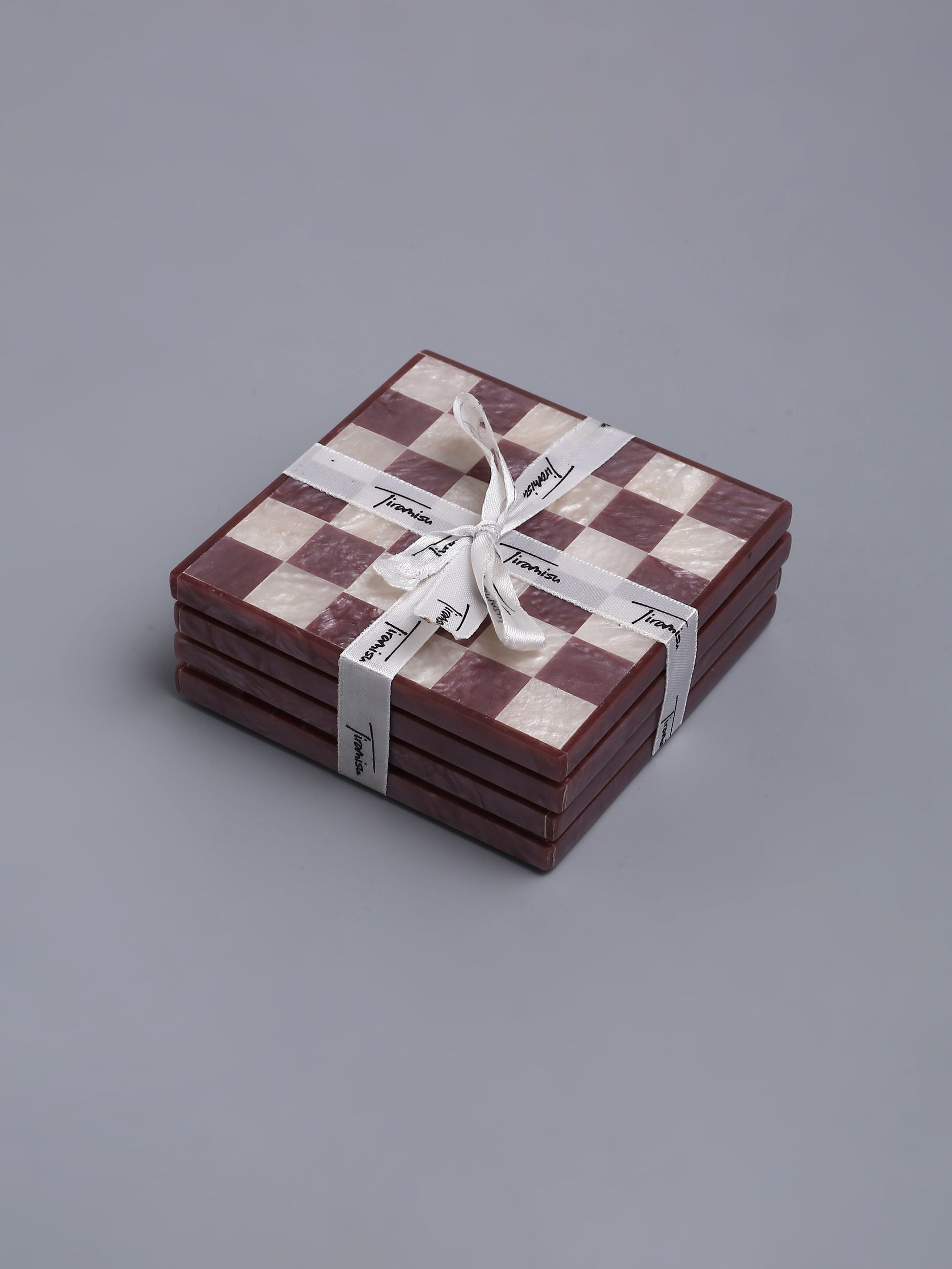 Wine Chequered Resin Coaster Set of 4 tiramisuusa