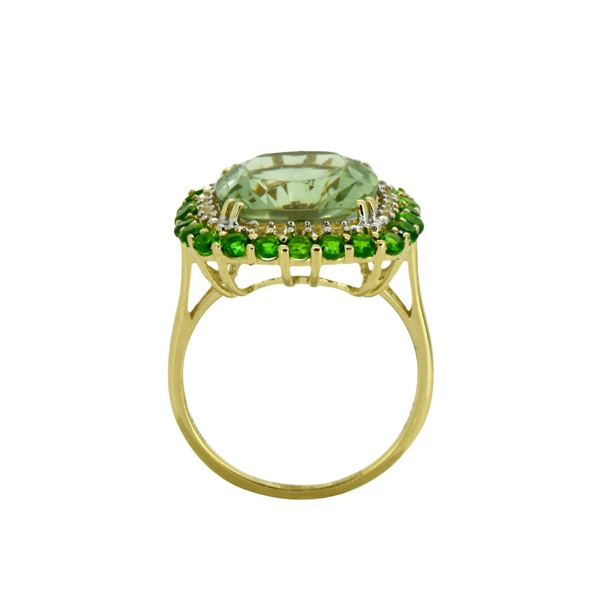 Tiramisu 6.97 ct Green Amethyst Chrome Diopside Solid 14k Yellow Gold Ring tiramisu