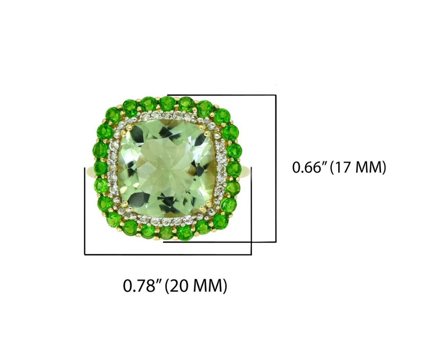 Tiramisu 6.97 ct Green Amethyst Chrome Diopside Solid 14k Yellow Gold Ring tiramisu