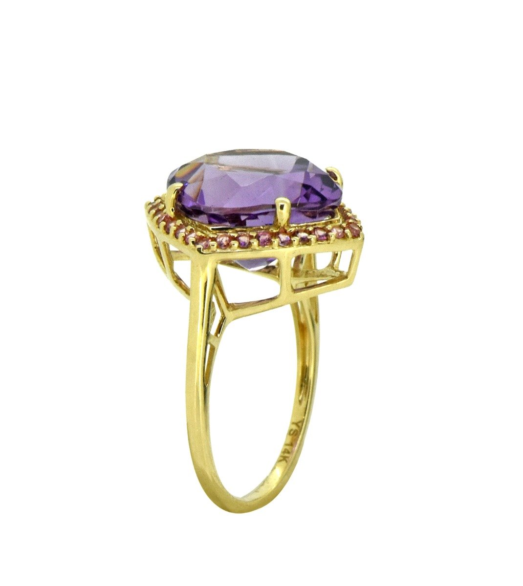 Tiramisu 7.18 ct Amethyst Pink Tourmaline Solid 14k Yellow Gold Ring tiramisu