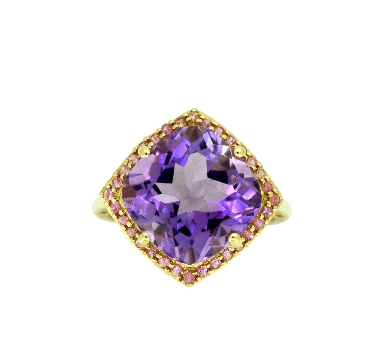 Tiramisu 7.18 ct Amethyst Pink Tourmaline Solid 14k Yellow Gold Ring tiramisu