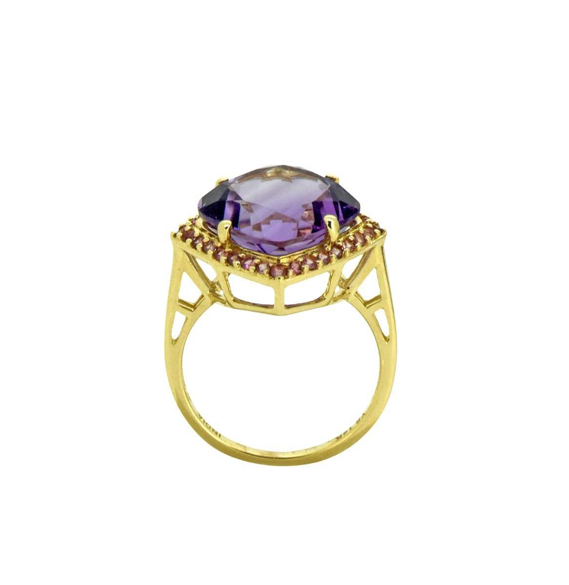 Tiramisu 7.18 ct Amethyst Pink Tourmaline Solid 14k Yellow Gold Ring tiramisu
