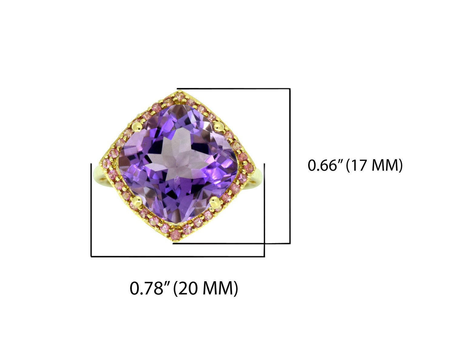 Tiramisu 7.18 ct Amethyst Pink Tourmaline Solid 14k Yellow Gold Ring tiramisu