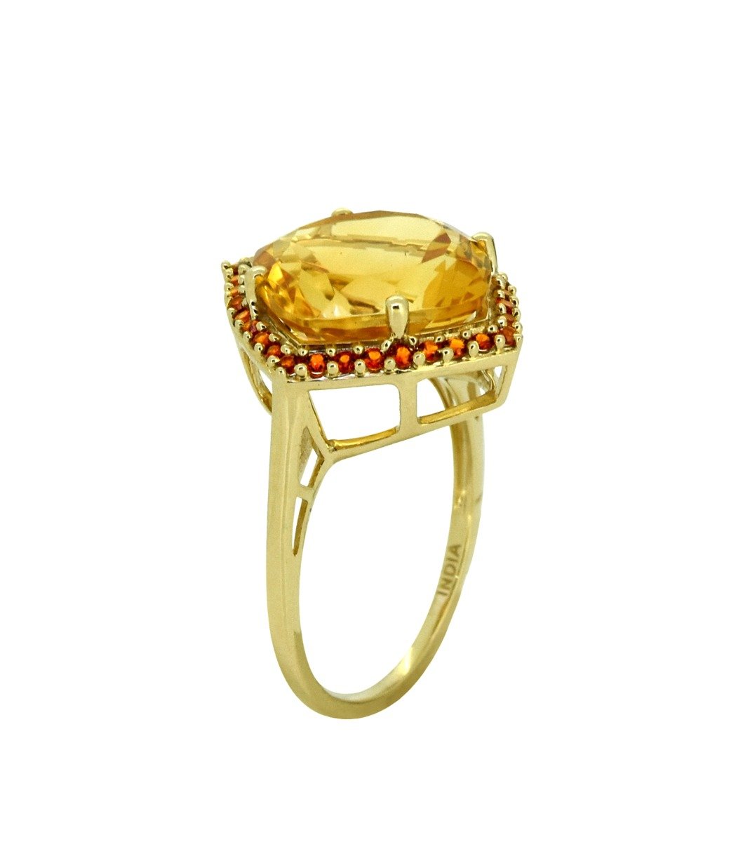 Tiramisu 6.31 ct Citrine Garnet Solid 14k Yellow Gold Gemstone Ring tiramisu