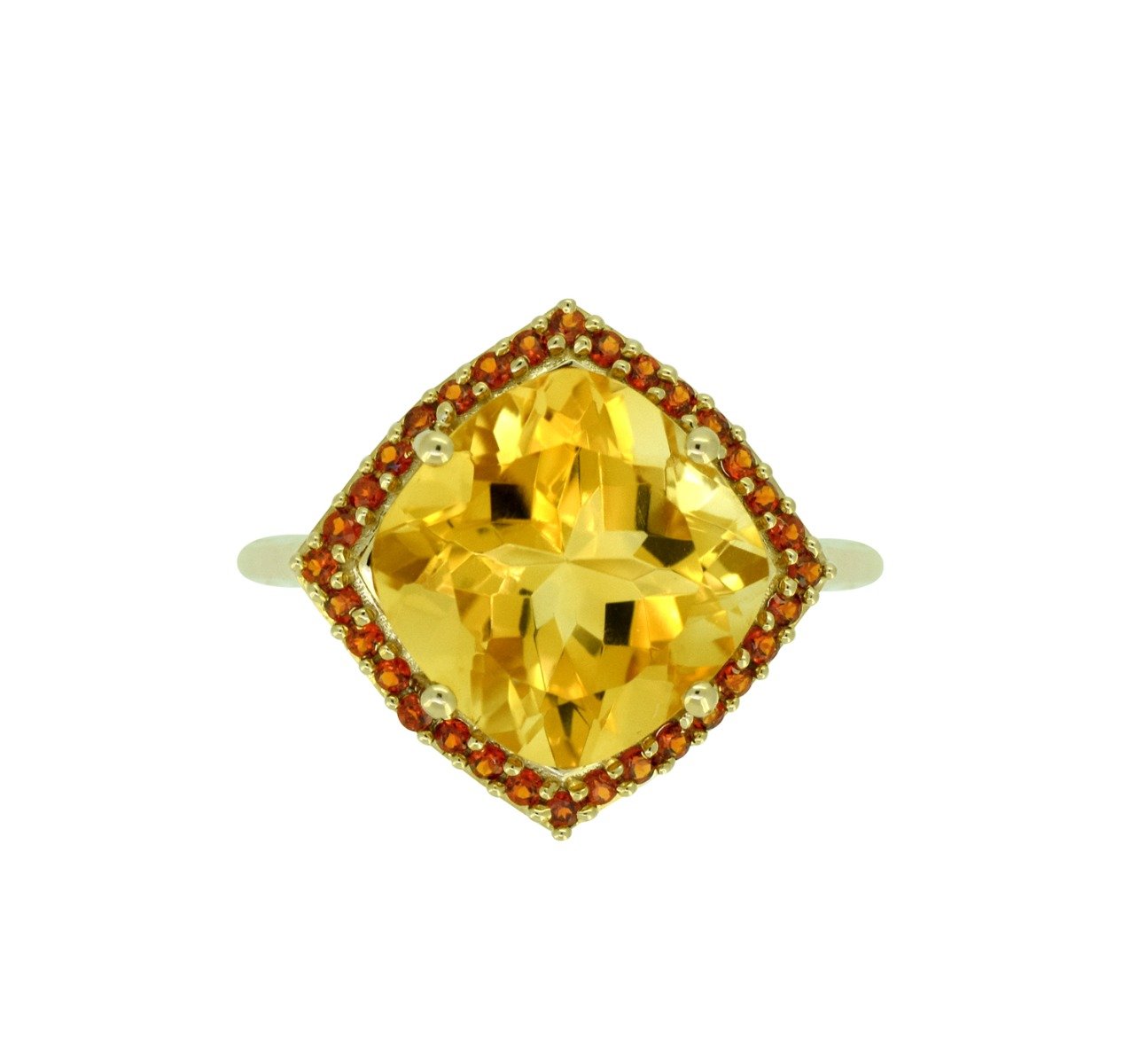 Tiramisu 6.31 ct Citrine Garnet Solid 14k Yellow Gold Gemstone Ring tiramisu