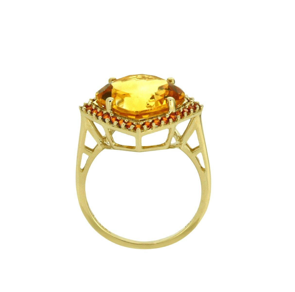 Tiramisu 6.31 ct Citrine Garnet Solid 14k Yellow Gold Gemstone Ring tiramisu