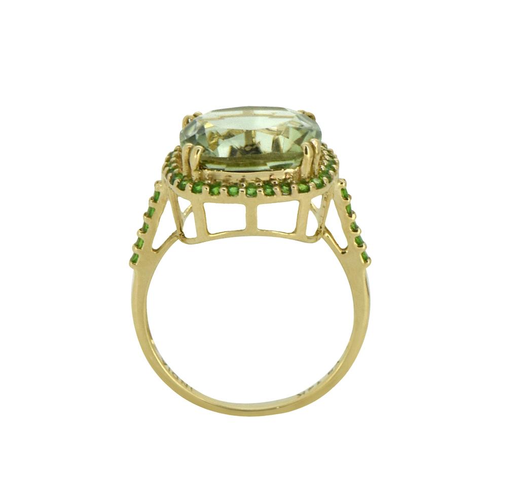 Tiramisu Solid 14k Yellow Gold Green Amethyst Ring (6.98 ct) tiramisu