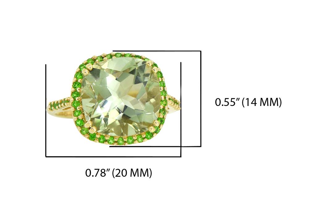 Tiramisu Solid 14k Yellow Gold Green Amethyst Ring (6.98 ct) tiramisu