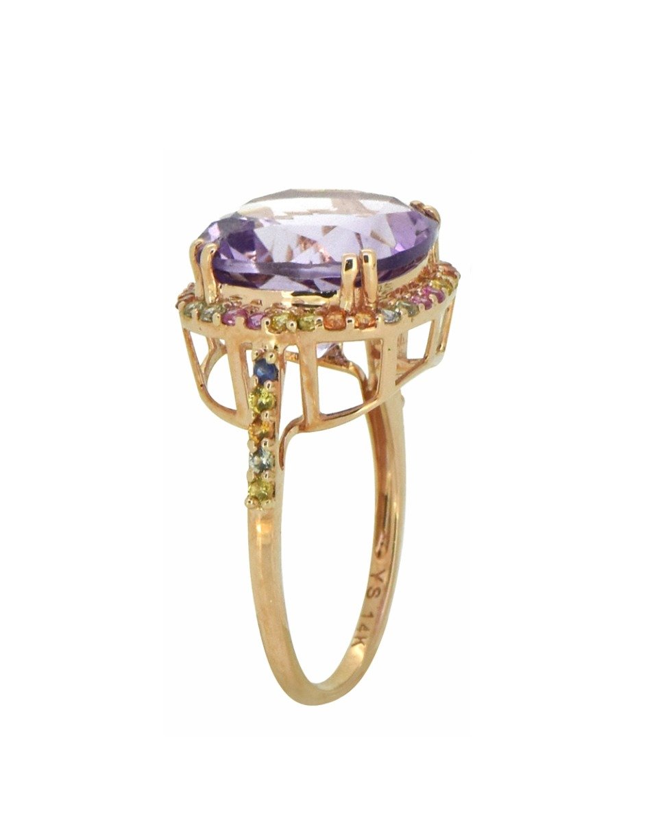 Tiramisu Solid 14k Rose Gold Pink Amethyst Ring 6.98 ct tiramisu