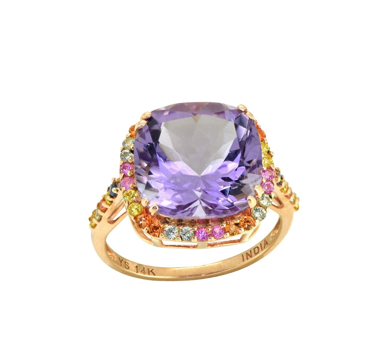 Tiramisu Solid 14k Rose Gold Pink Amethyst Ring 6.98 ct tiramisu