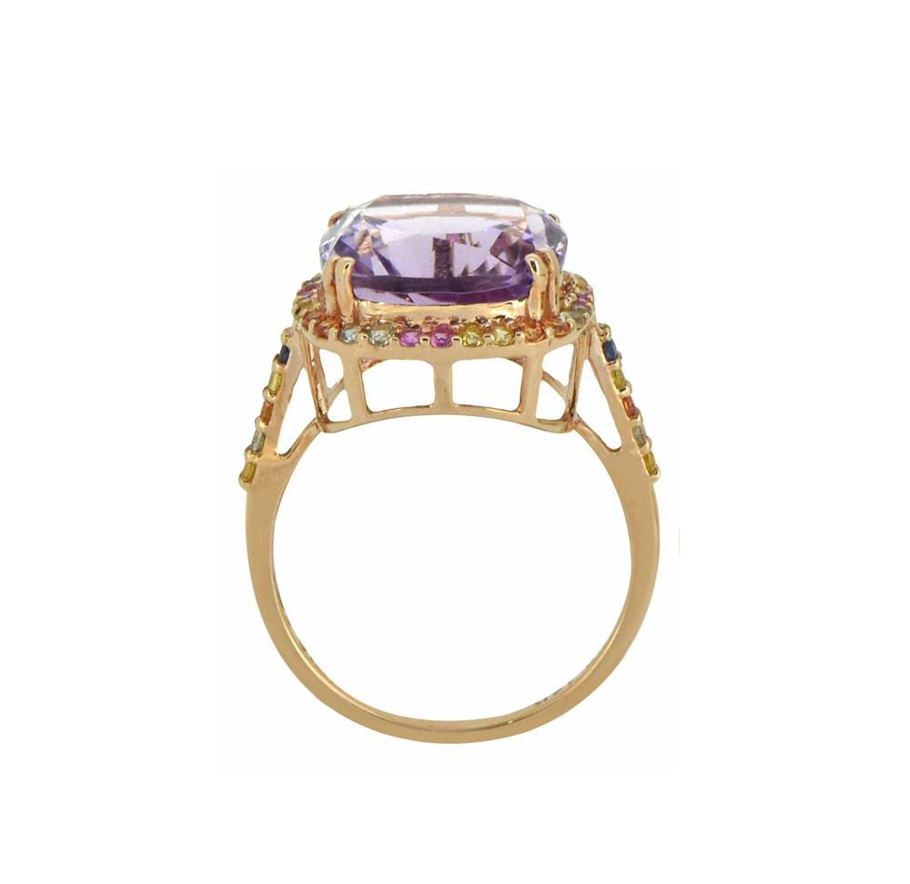 Tiramisu Solid 14k Rose Gold Pink Amethyst Ring 6.98 ct tiramisu