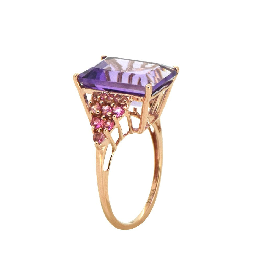 Tiramisu Solid 14k Rose Gold Amethyst Ring (8.95 ct) tiramisu