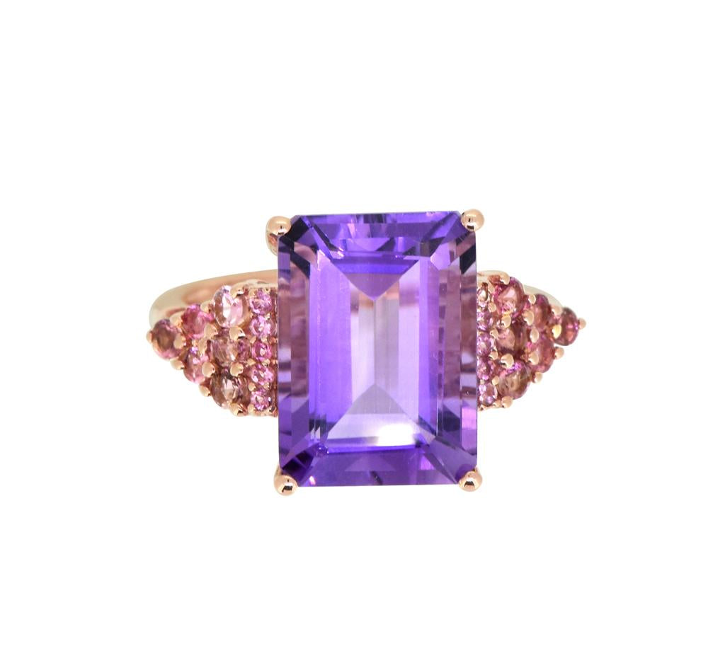 Tiramisu Solid 14k Rose Gold Amethyst Ring (8.95 ct) tiramisu