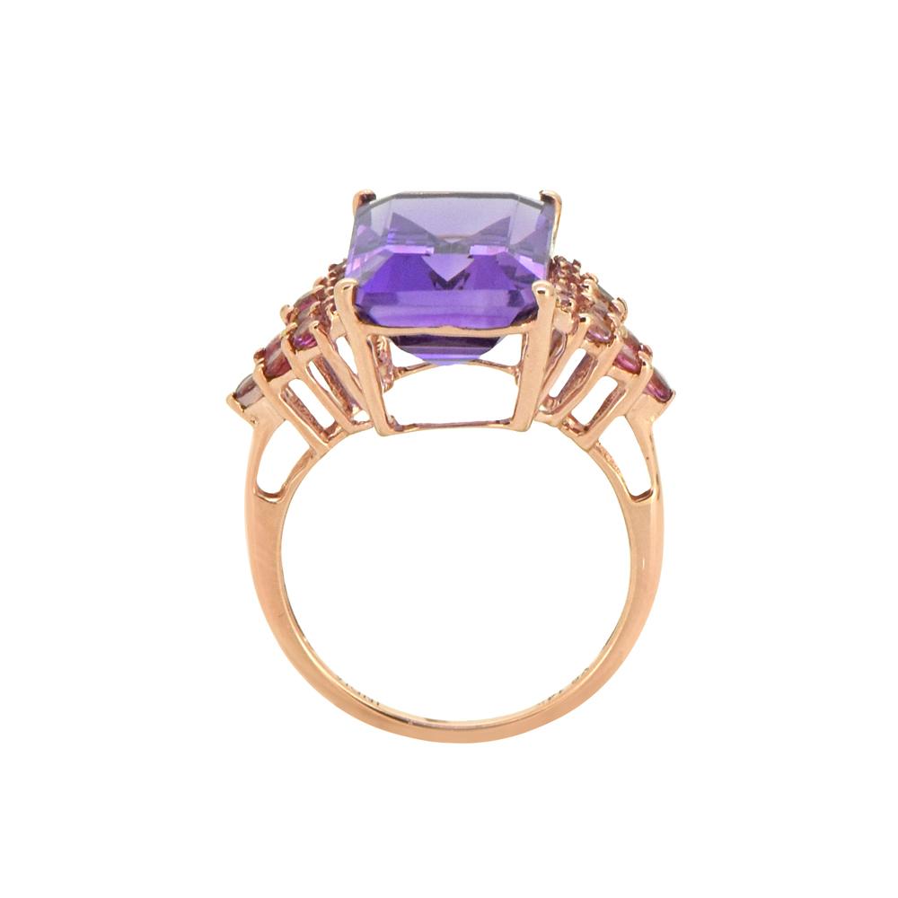 Tiramisu Solid 14k Rose Gold Amethyst Ring (8.95 ct) tiramisu