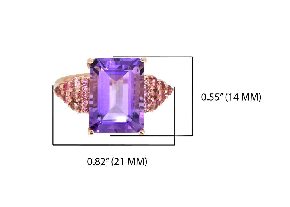 Tiramisu Solid 14k Rose Gold Amethyst Ring (8.95 ct) tiramisu