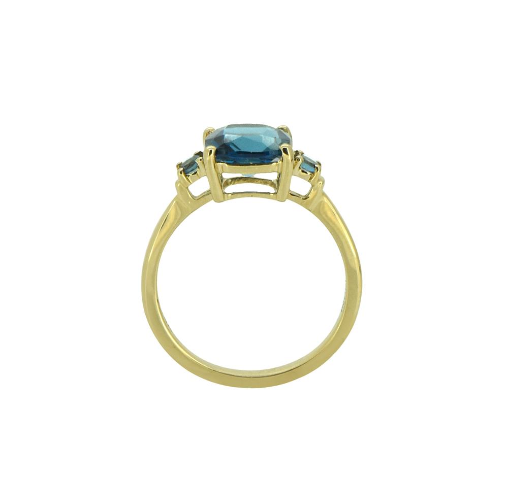 Tiramisu Solid 14k Yellow Gold London Blue Topaz Ring 2.15 ct tiramisu
