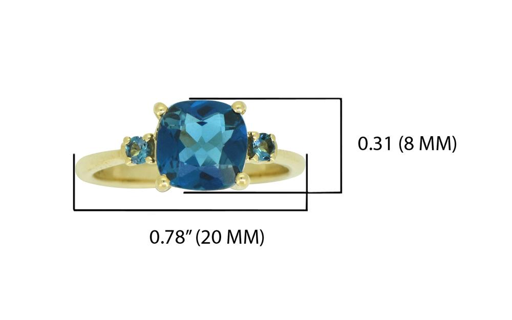 Tiramisu Solid 14k Yellow Gold London Blue Topaz Ring 2.15 ct tiramisu