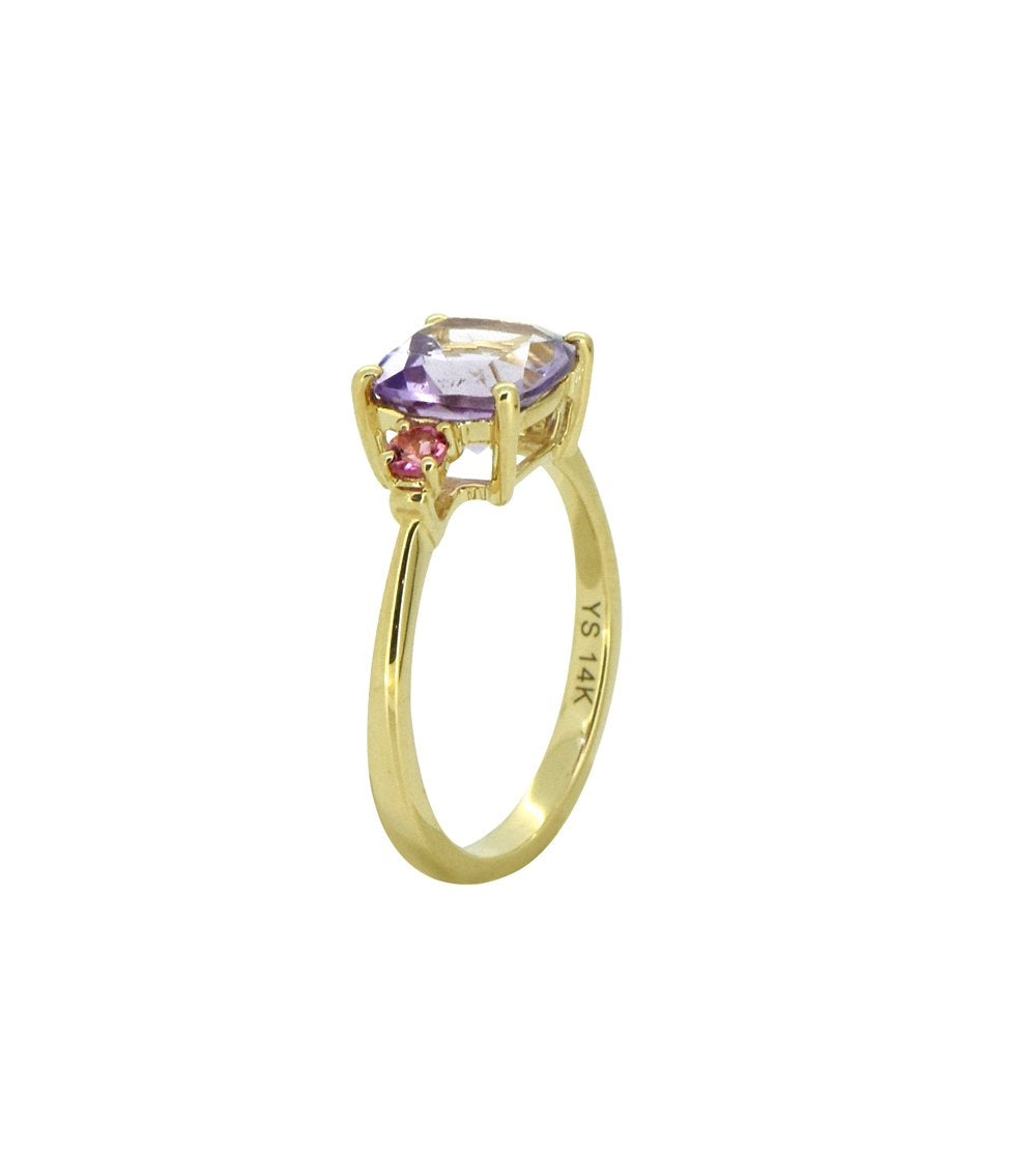 Tiramisu Solid 14k Yellow Gold Pink Amethyst Ring (2.15 ct) tiramisu