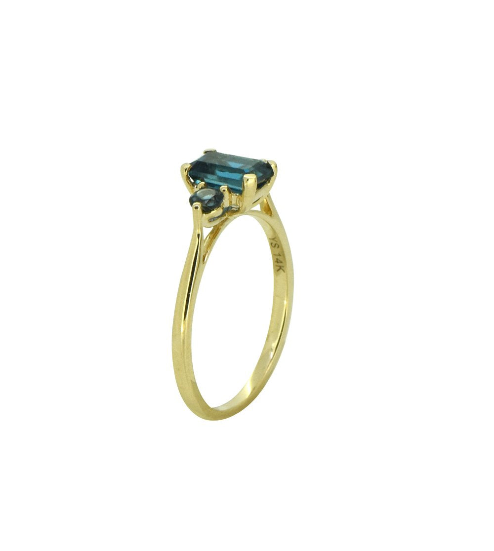 Tiramisu Solid 14k Yellow Gold London Blue Topaz Ring 1.65 ct tiramisu
