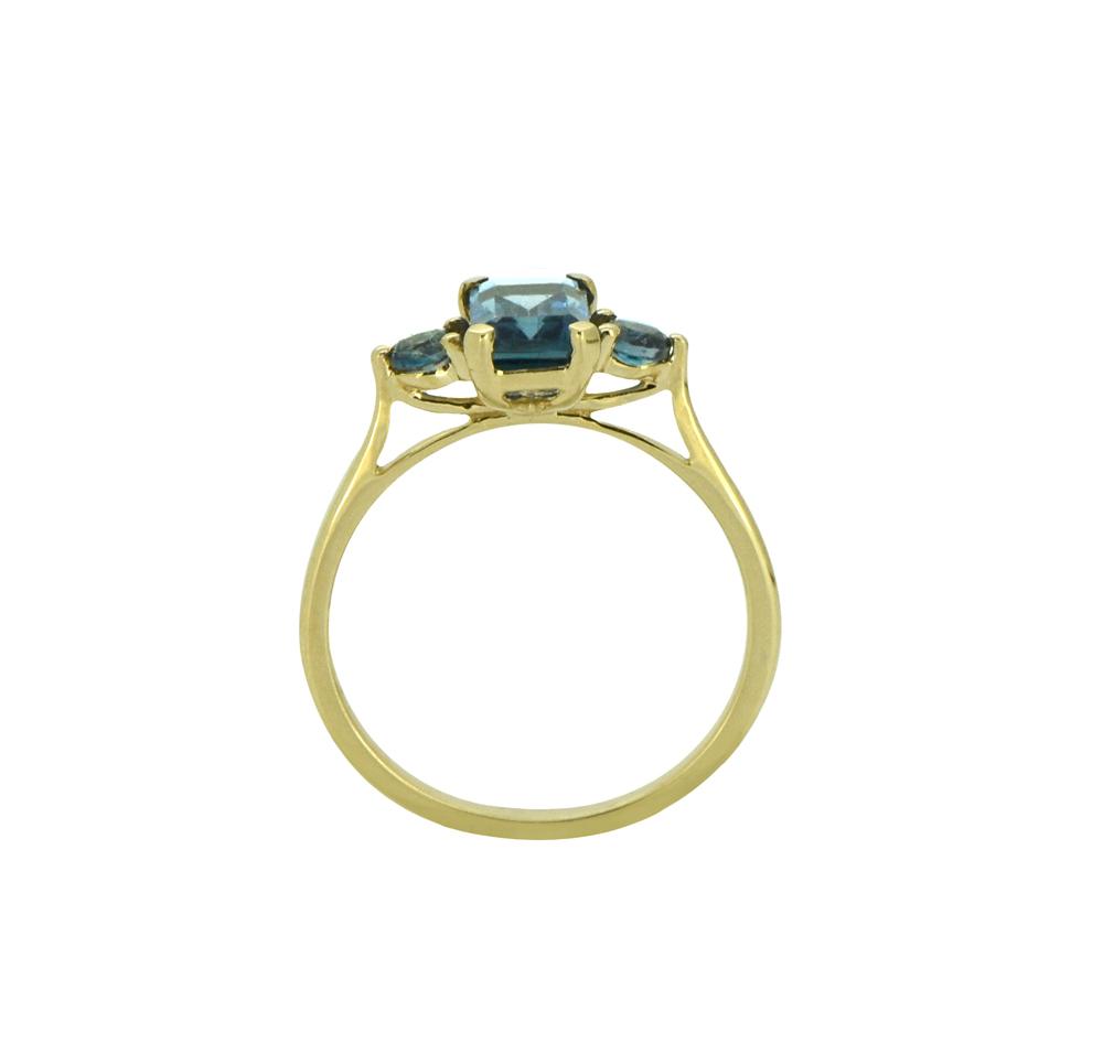 Tiramisu Solid 14k Yellow Gold London Blue Topaz Ring 1.65 ct tiramisu