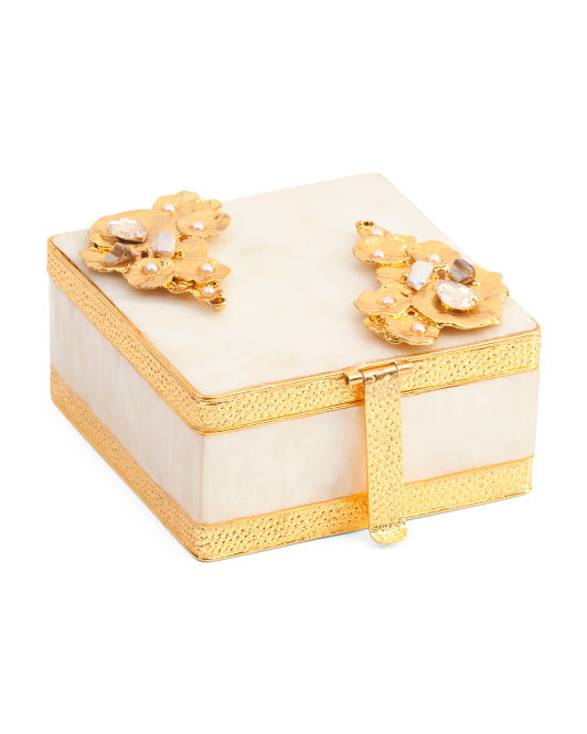 SQUARE JEWELRY BOX WITH IVORY MOTHER-OF-PEARL tiramisuusa