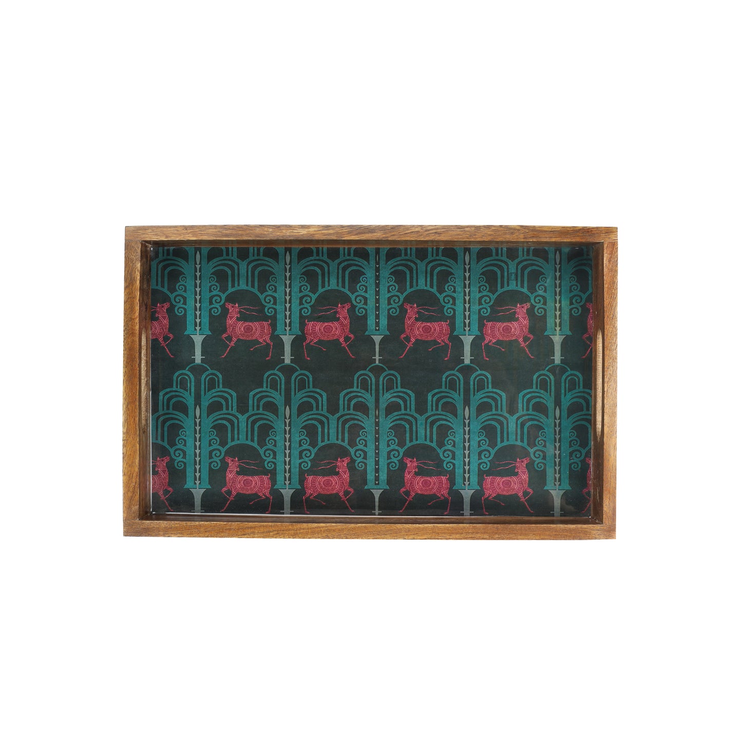 Deer Damask Resin And Wood Decorative Trays- Set of 3