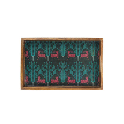 Deer Damask Resin And Wood Decorative Trays- Set of 3