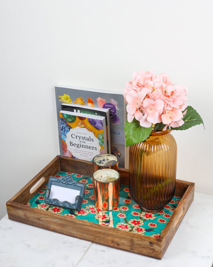 Blissful Blooms Resin And Wood Decorative Trays- Set of 3