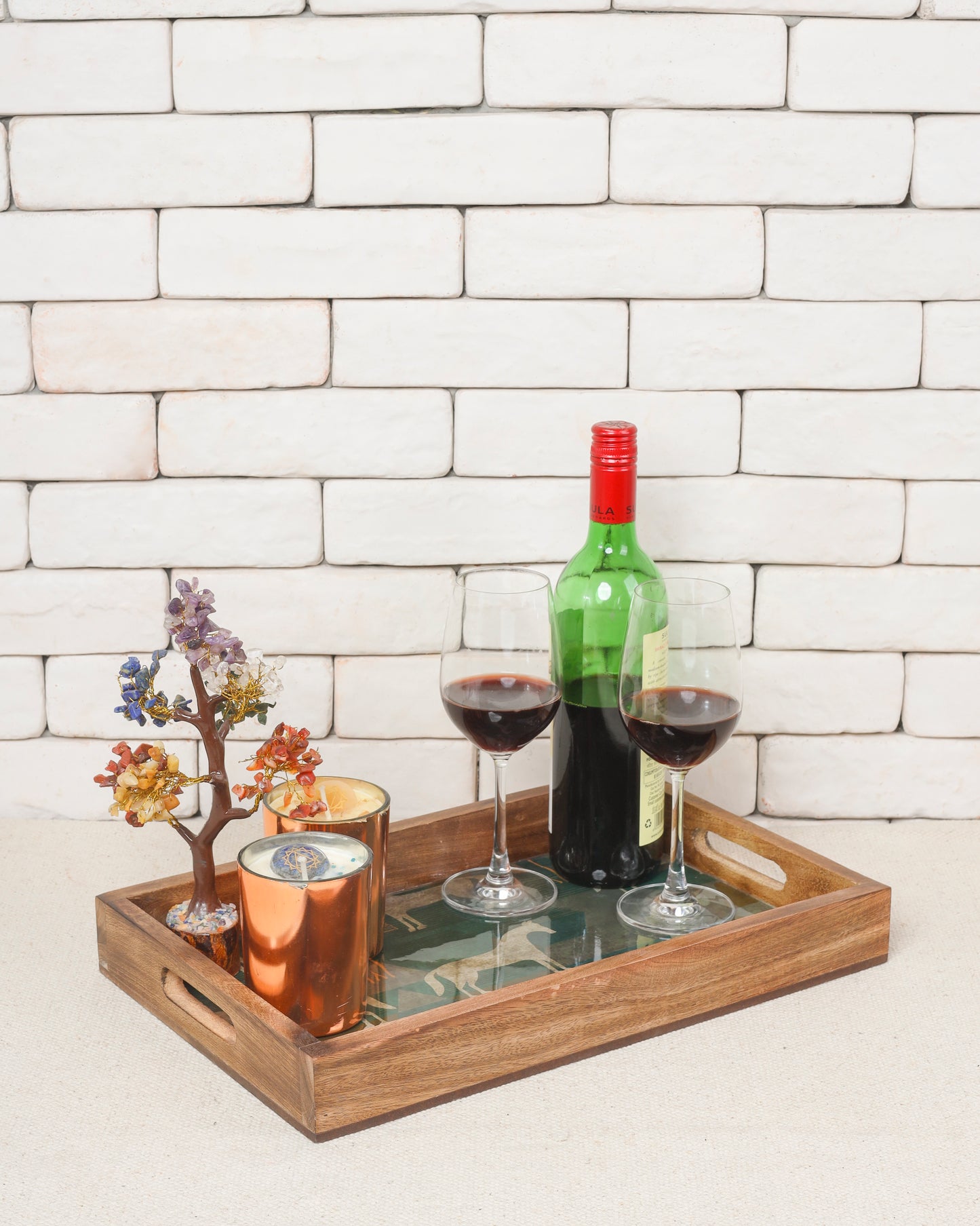 Moon Horse Resin And Wood Decorative Trays- Set of 3