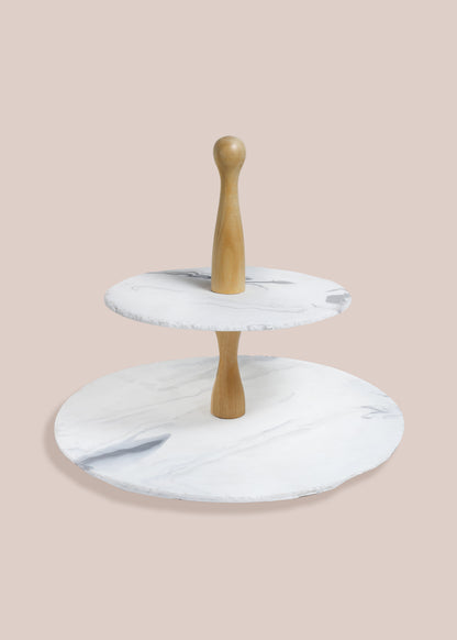 Tiramisu Wood & Resin 2-Tier Dessert Server