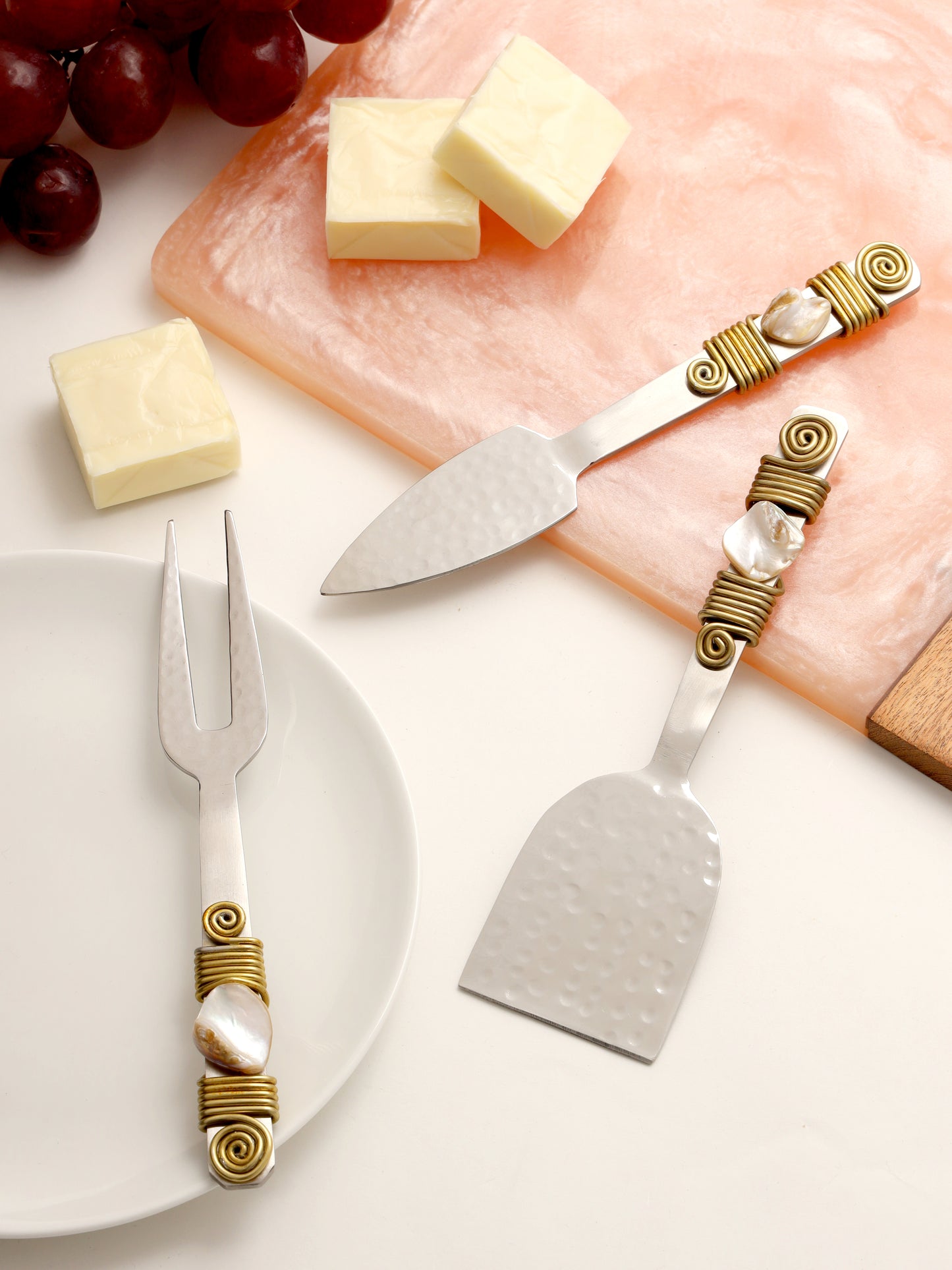 Mother-of-Pearl & Steel Cheese Tools