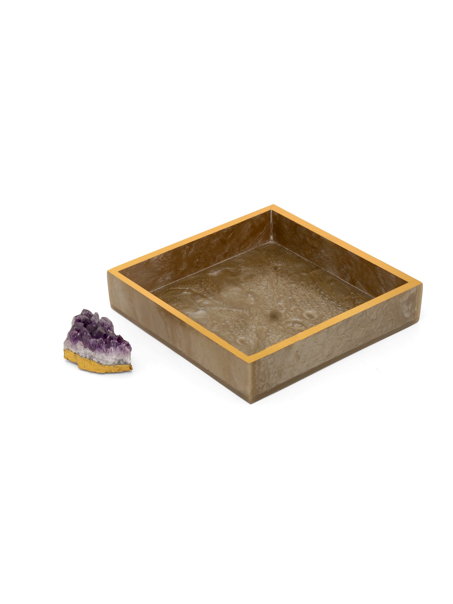Brown Resin Napkin Holder with Amethyst Druzy