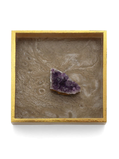 Brown Resin Napkin Holder with Amethyst Druzy