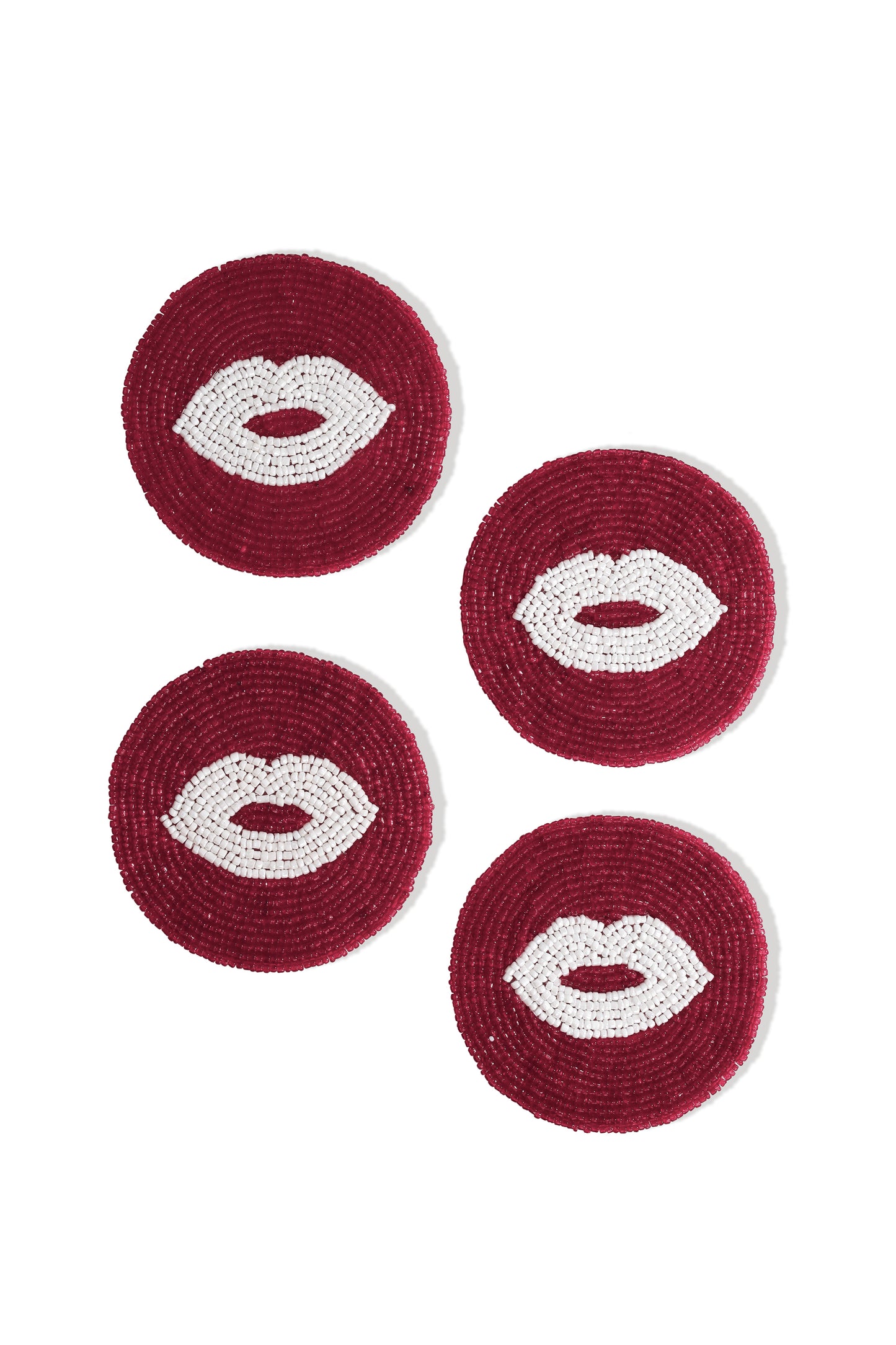 Kiss Me Hand-Beaded Coasters (Set of 4)